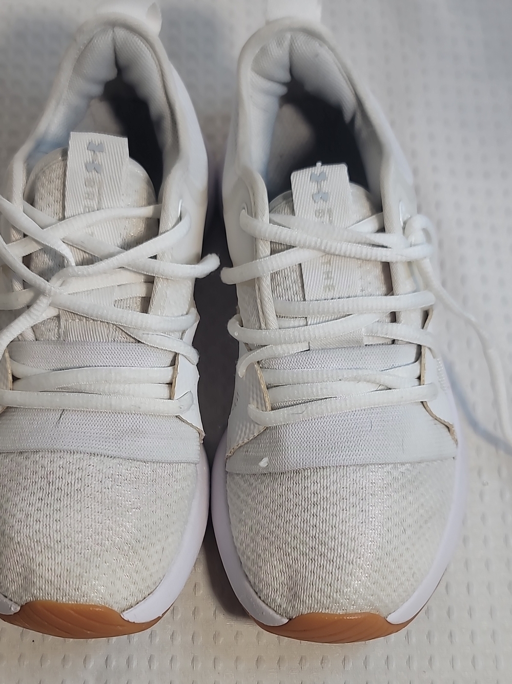 Under Armour White Kids Sneakers with Gum Sole